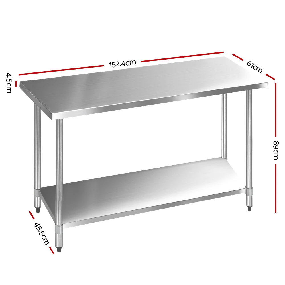 Stainless Steel Medical Work Bench - 610mm x 1524mm - Image 2