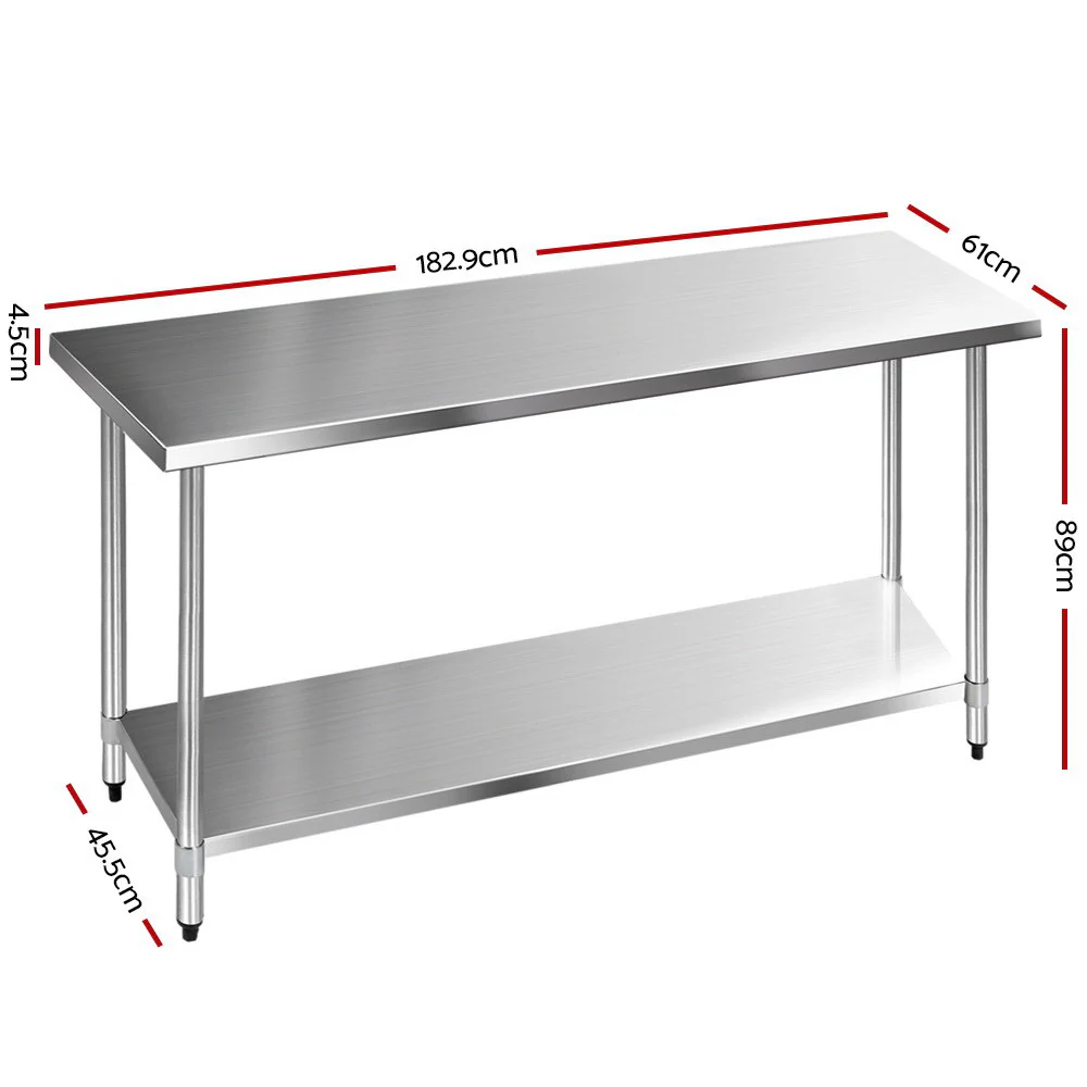 Stainless Steel Medical Work Bench - 610mm x 1829mm - Image 2